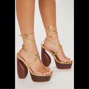 Fashion Nova Gold and Brown Platform Sandals size 11
